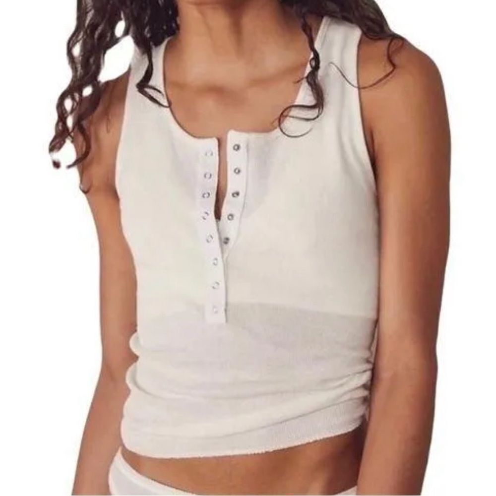 NWOT Free People button up tank light pink XS MSRP $78 - Picture 3 of 9